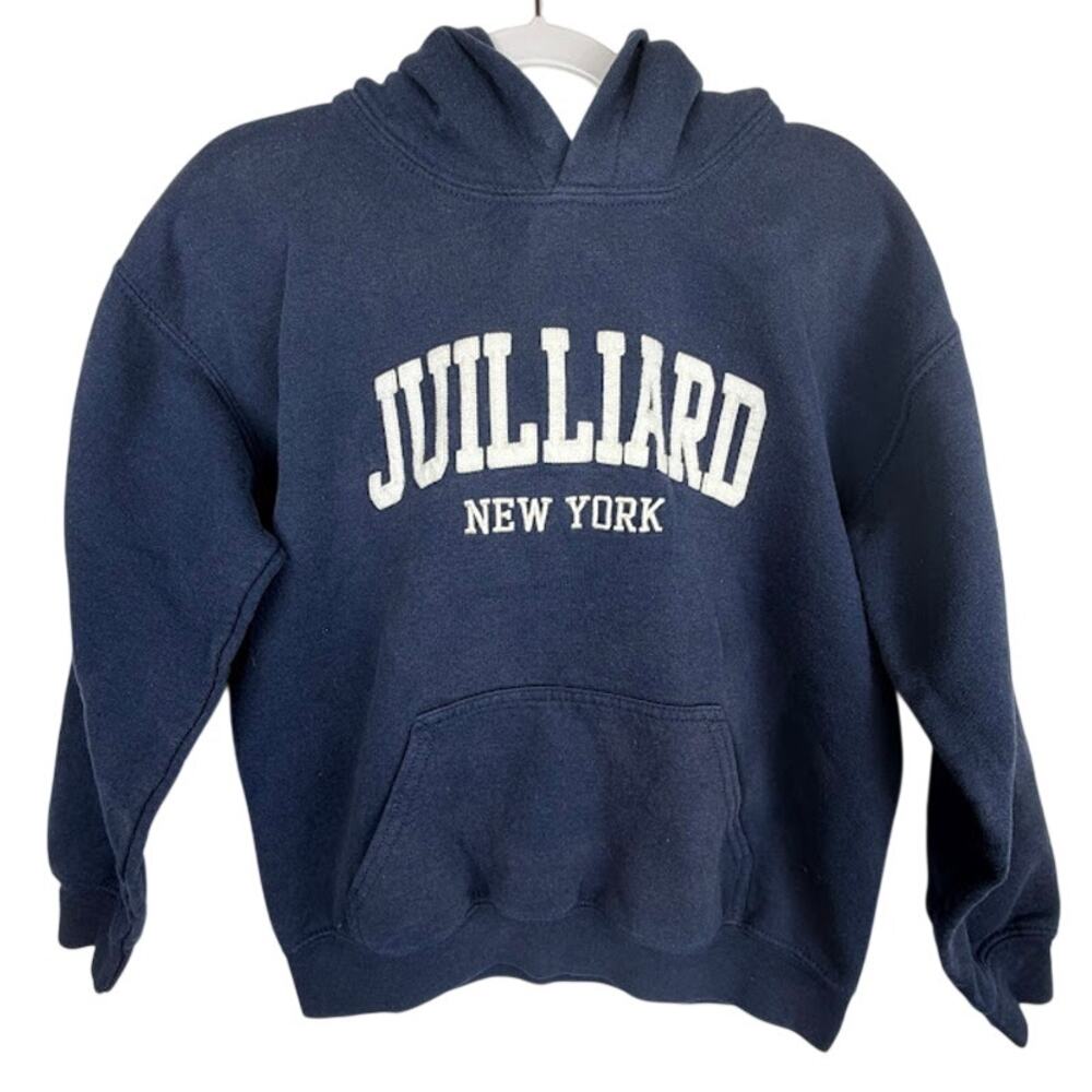 Vintage Juilliard School New York Hoodie MV Sport Navy Blue Siz Youth M Pullover
